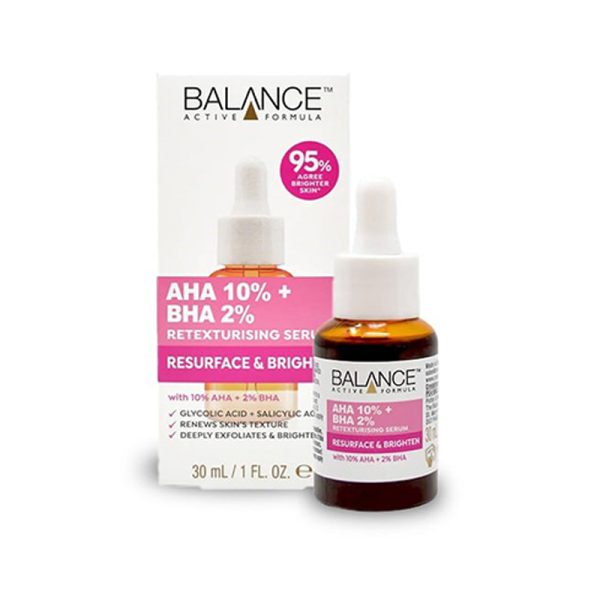 سرم پوست صورت بالانس Balance مدل AHA 10% + BHA 2% حجم 30 میلی لیتر