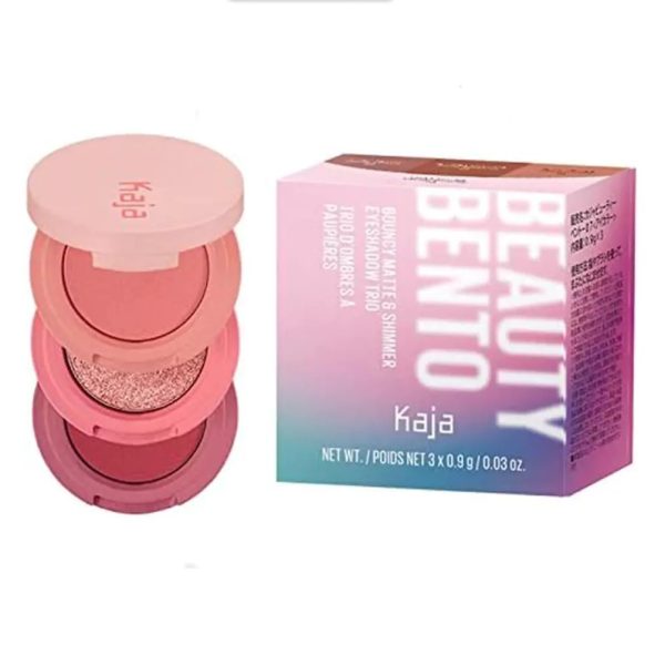 پلت سایه سه تایی کره ای کاجا رنگ Kaja Beauty Bento Bouncy Matte & Shimmer Eyeshadow Trio |Glowing Guava