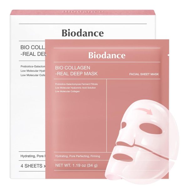 ماسک هیدروژلی کلاژن‌ساز بایودنس پک 4 عددی مدل Bio-Collagen Real Deep Mask